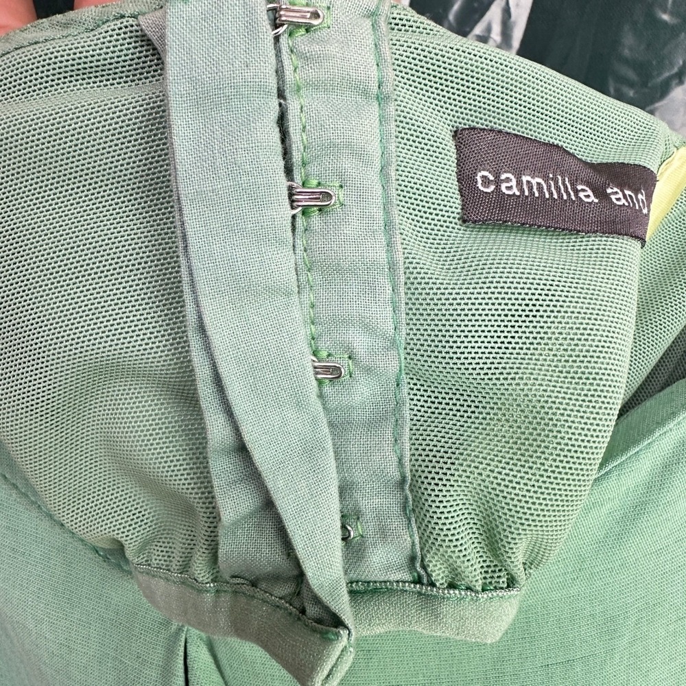 Camilla and Marc Cleo Linen Frock Napkin Dress 10 Mint Green Earthy Naturecore - Picture 9 of 11
